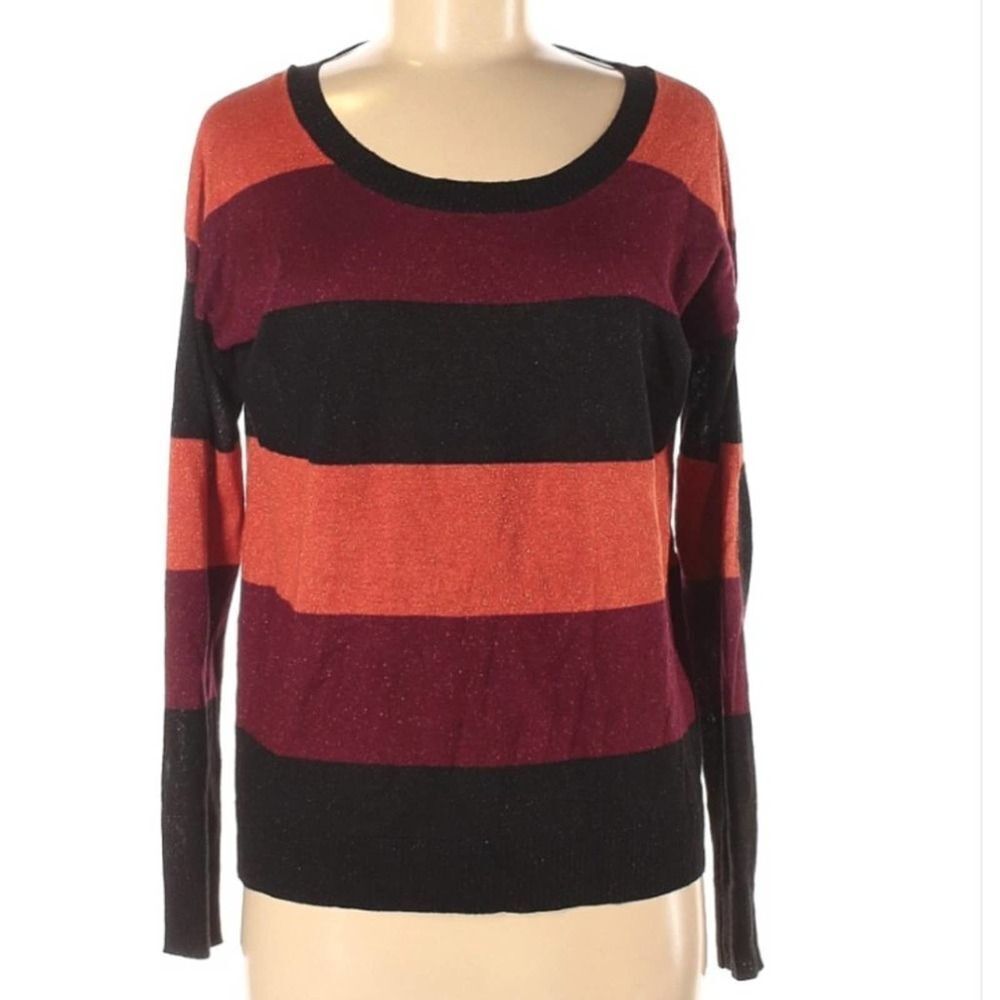 Kensie Striped Crew Neck Sweater Medium